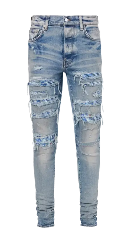 Denim Blue Bandana Patch Jeans