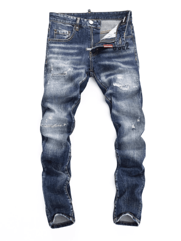 Blue Washed Patch Jeans
