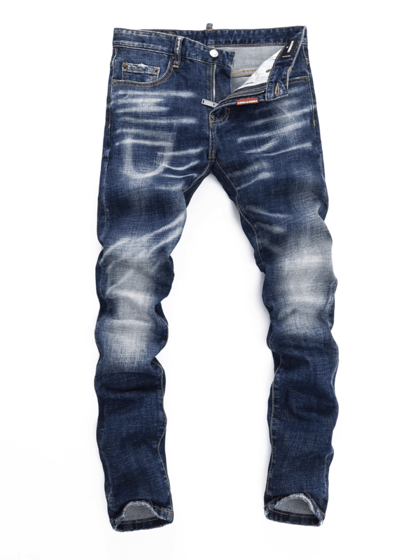 Blue White Ripped Jeans