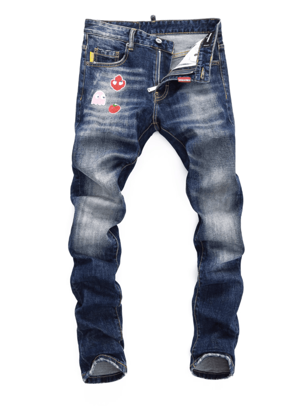 Blue Denim Patch Jeans