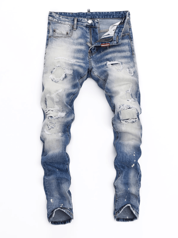 Light Denim Ripped Patch Jeans