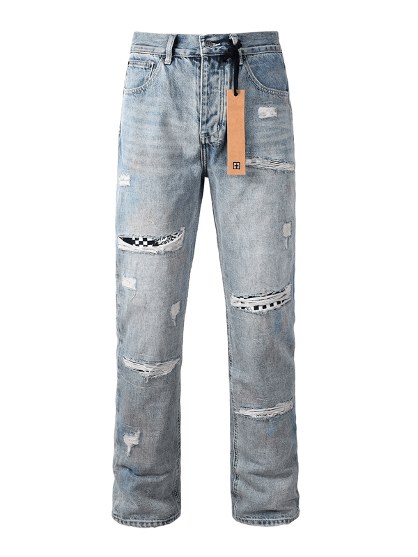 Light Blue Ripped Patch Jeans
