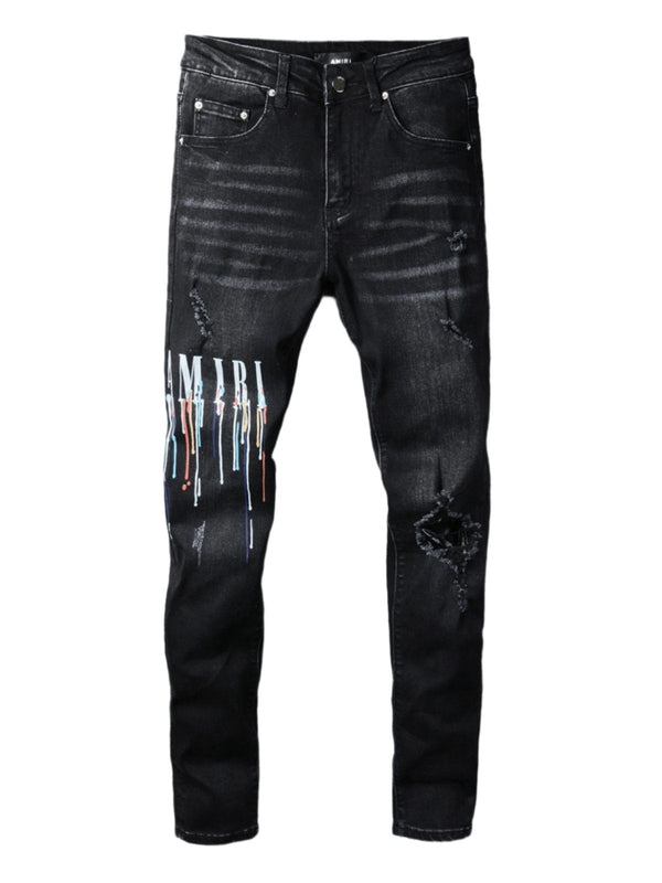 Black Paint Drip Jeans