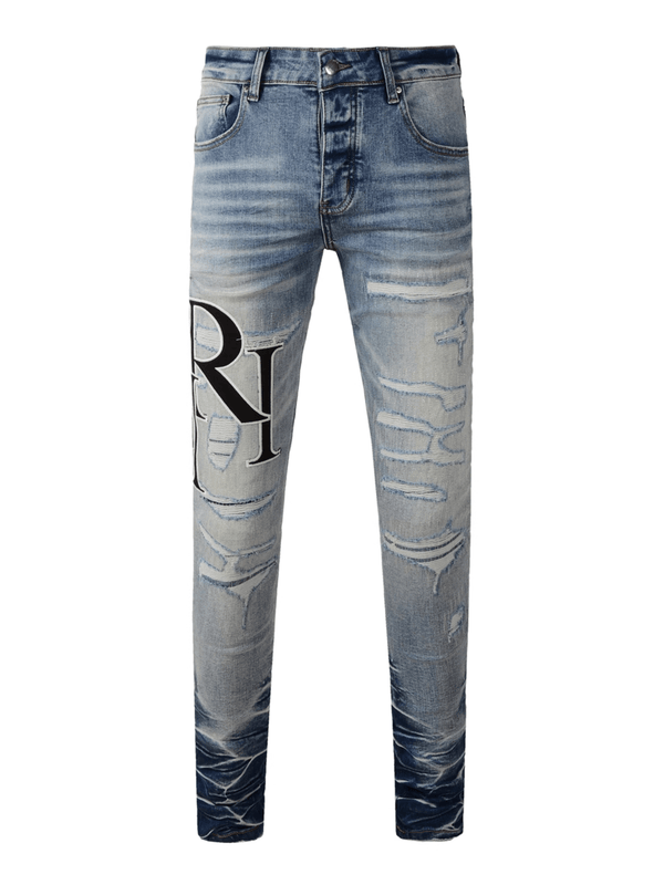 Denim Black Writing Patch Jeans