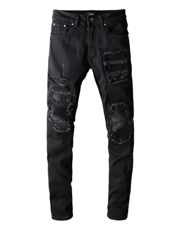 Black Ripped Patch Jeans