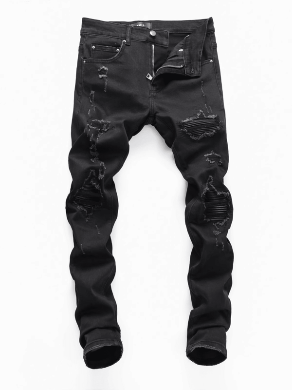 Black Ripped Patch Jeans