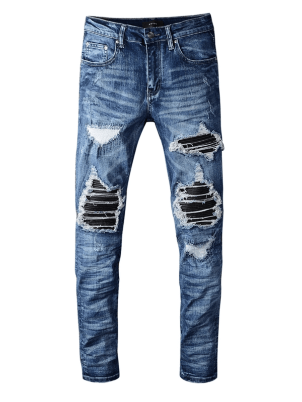 Denim Ripped Black Patch Jeans
