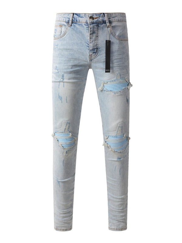 Denim Light Blue Patch Jeans