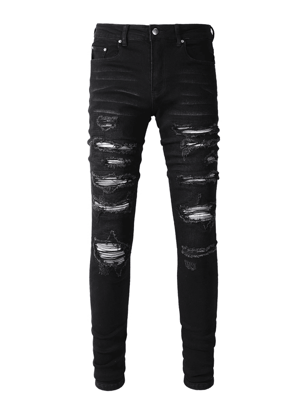 Black Ripped White Patch Jeans