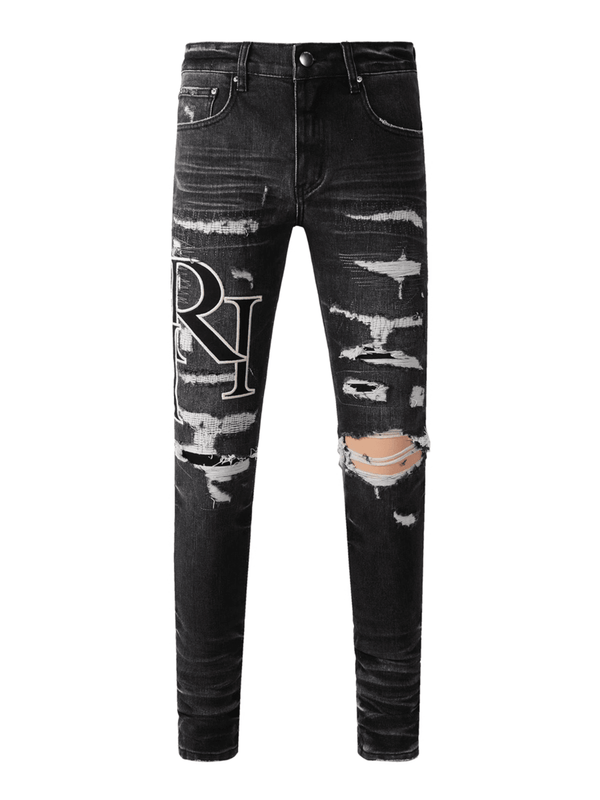 Black & White Writing Ripped Jeans