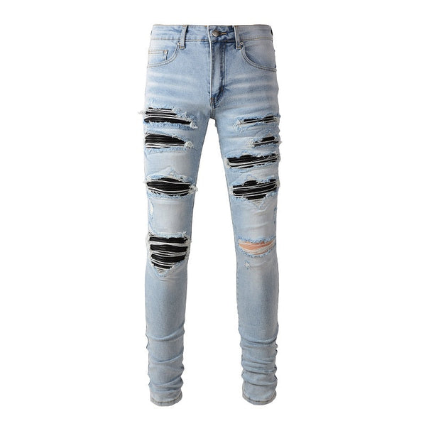 Pleated Patch Jeans