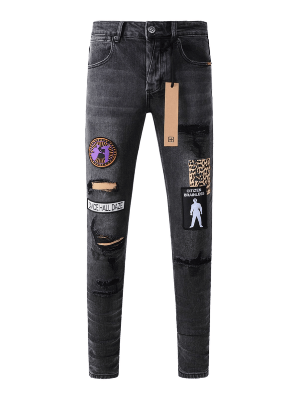 Washed Black Patch Jeans