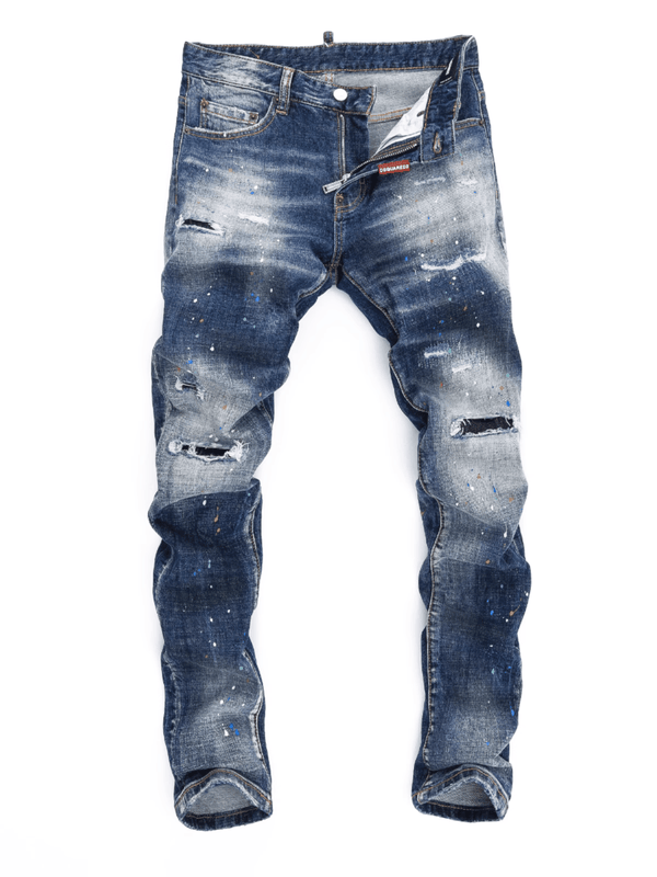 Washed Blue Ripped Jeans