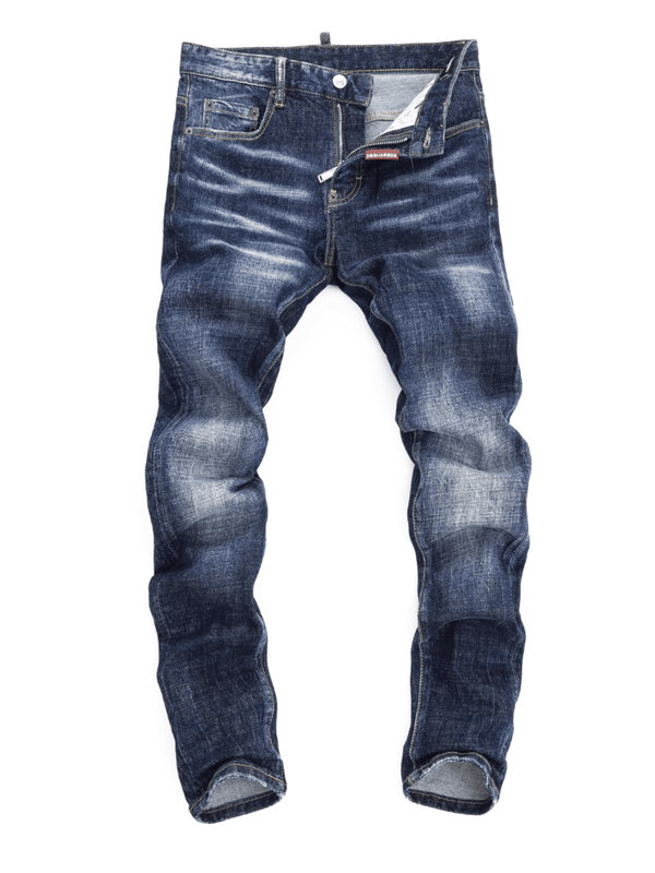 Dark Blue Washed Ripped Jeans