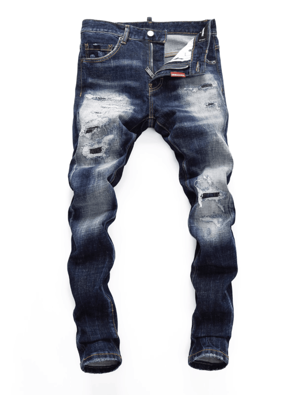 White Scratched Ripped Jeans