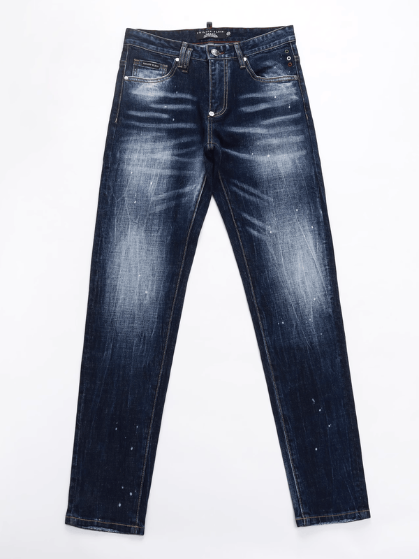 Dark Blue White Classic Jeans